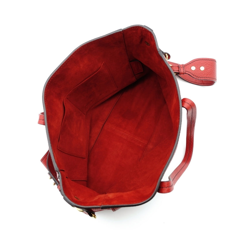 DIOR D-BEE Shopping Bag Red Leather 2-Way Shoulder Bag