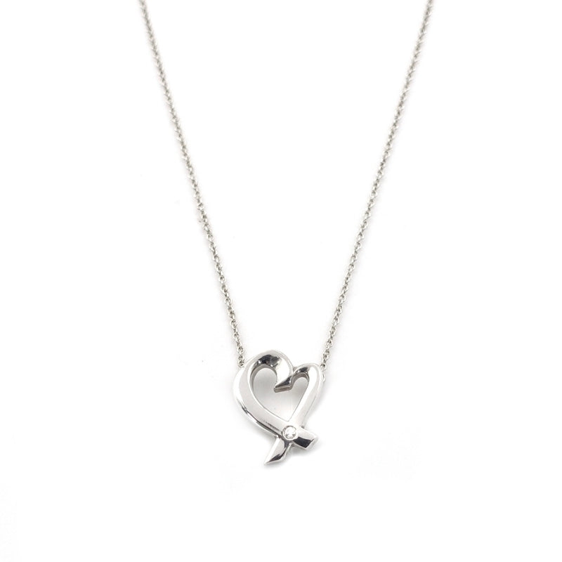 Tiffany & Co. Love Heart Necklace 1P Diamond Silver 925 Approximately 3g