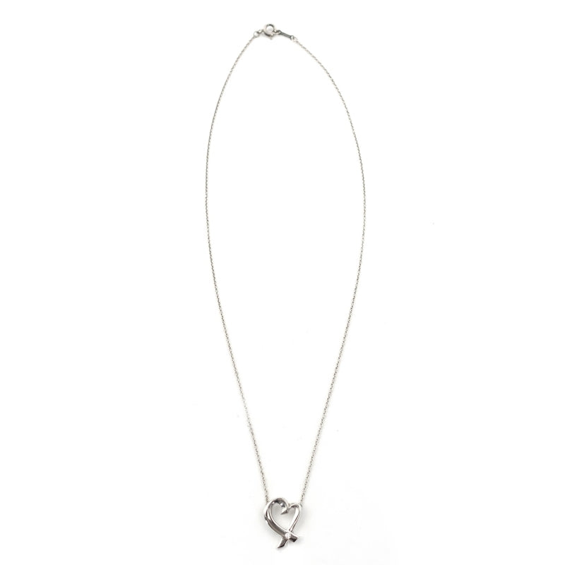Tiffany & Co. Love Heart Necklace 1P Diamond Silver 925 Approximately 3g