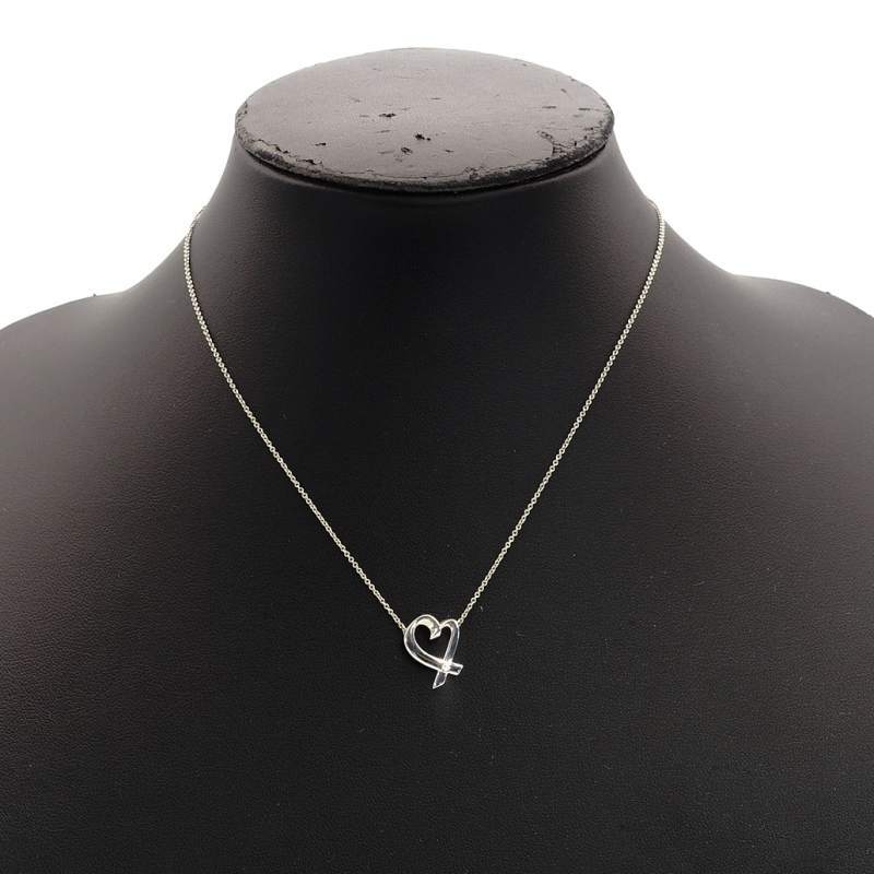 Tiffany & Co. Love Heart Necklace 1P Diamond Silver 925 Approximately 3g