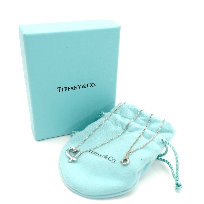 Tiffany & Co. Love Heart Necklace 1P Diamond Silver 925 Approximately 3g
