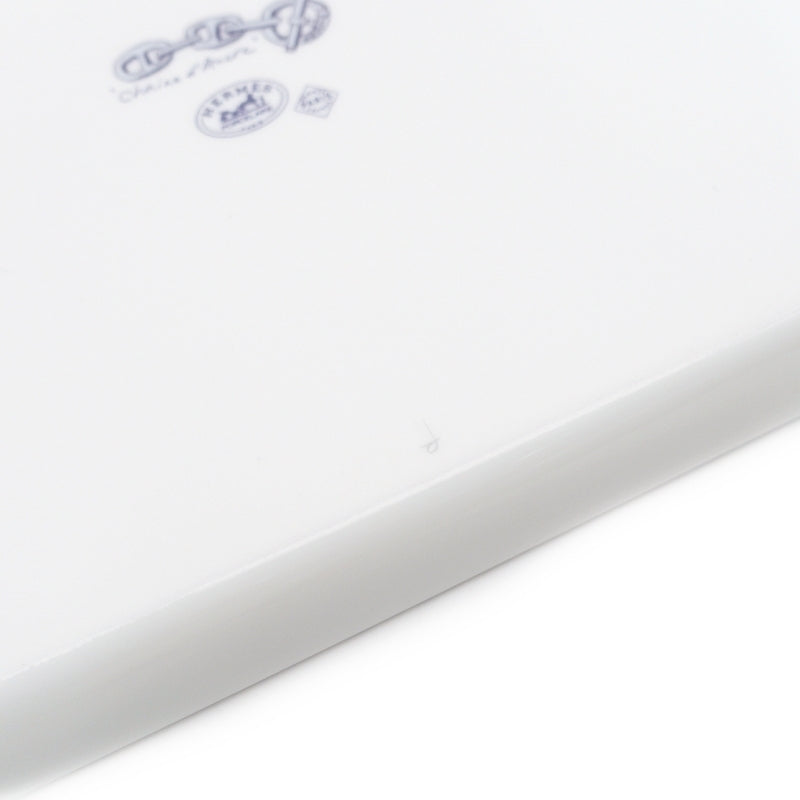 HERMES Chaine d'Ancre Square Plate White × Blue With Box 6-6-815