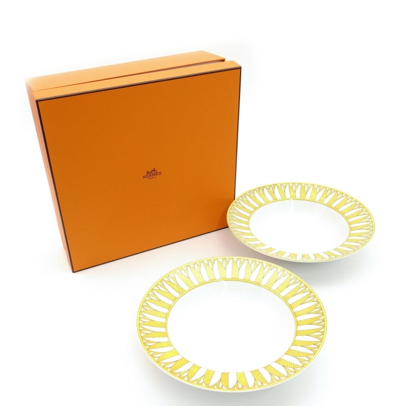 HERMES Pasta Plate Soleil de Hermès 2-Piece Set Diameter 9.4" With Box 6-6-816
