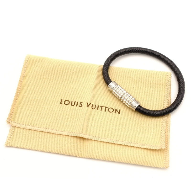 LOUIS VUITTON Bracelet Black Male Leather Silver Hardware
