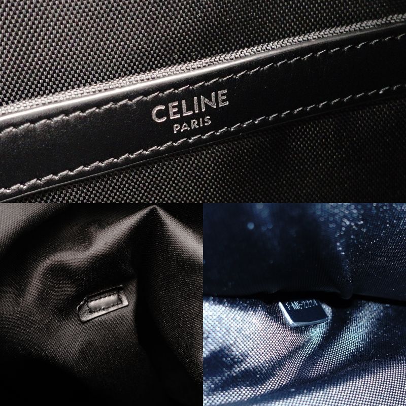 CELINE Backpack Nylon Black Rucksack Trekking Logo Black Men's 7-7-669