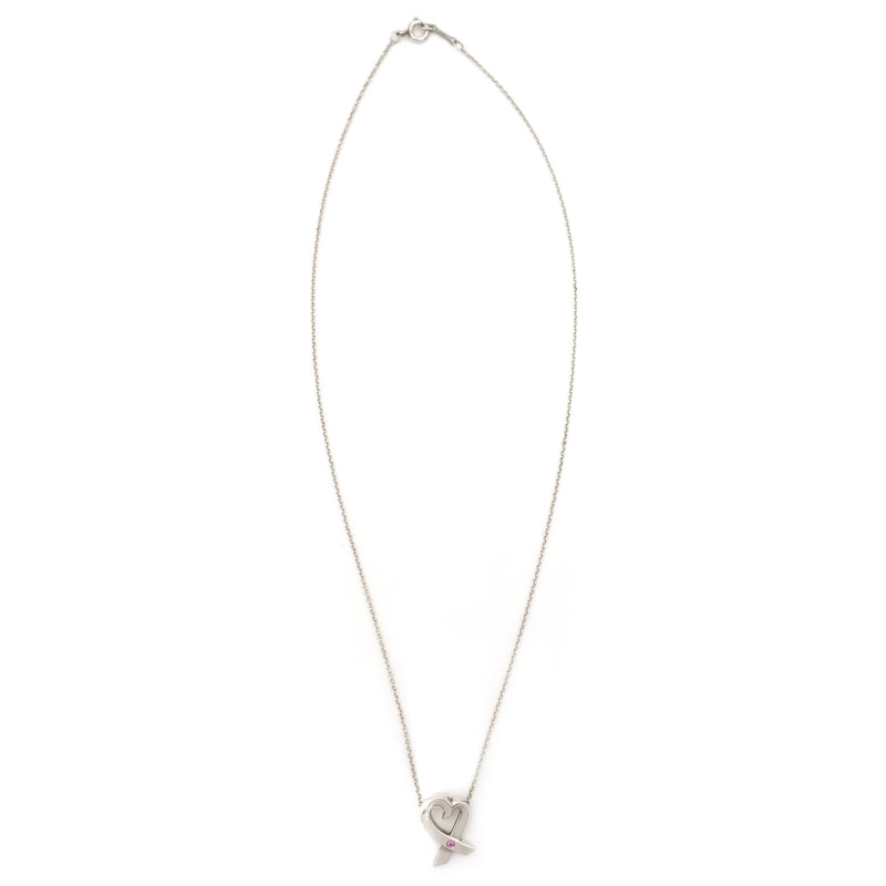 Tiffany & Co. Love Heart Necklace 1P Ruby Silver 925 Silver Approximately 2g