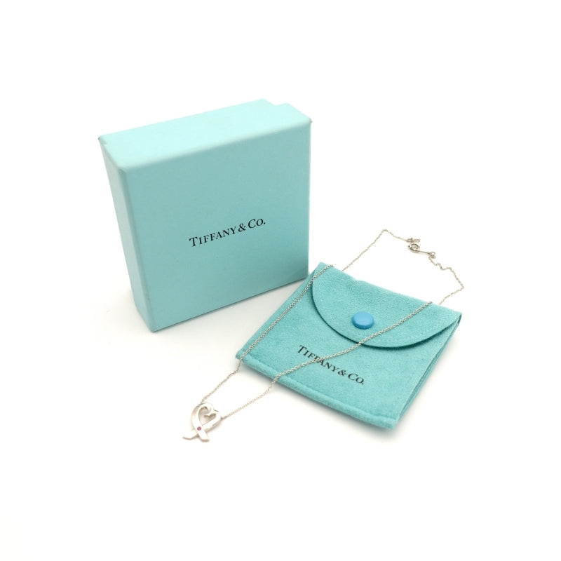 Tiffany & Co. Love Heart Necklace 1P Ruby Silver 925 Silver Approximately 2g