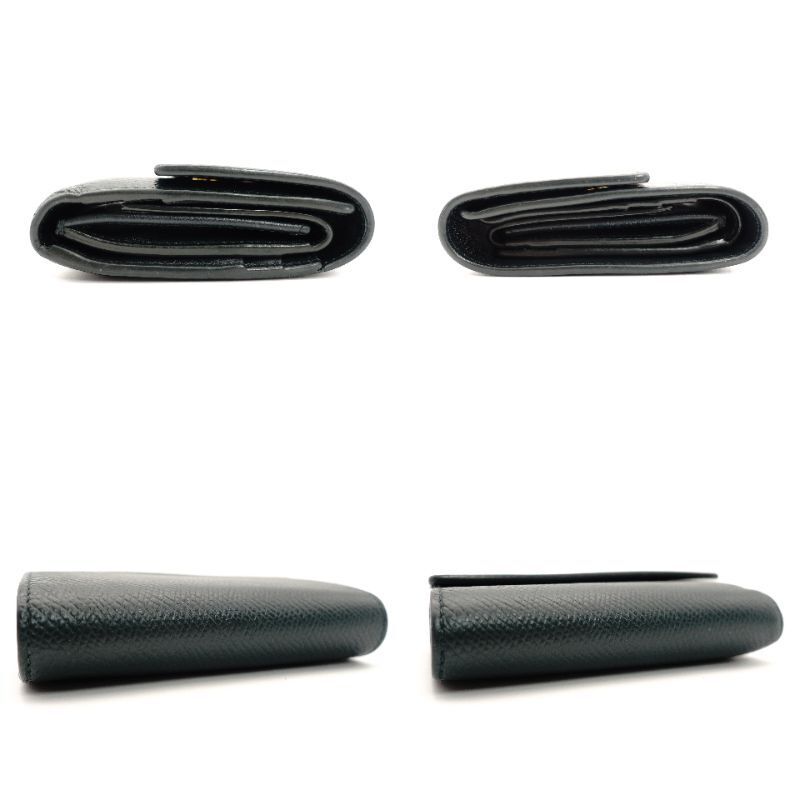 Celine Small Trifold Wallet Leather Mini Wallet Green Folding Wallet Green 7-7-270