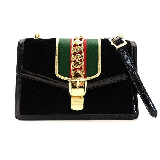 GUCCI Sylvie Shoulder Bag Velvet Leather