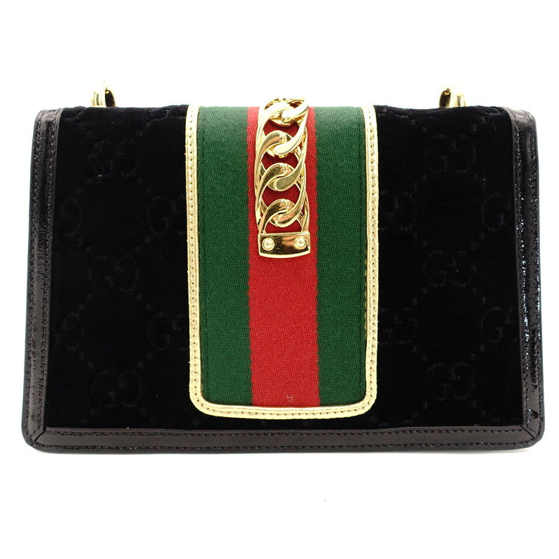 GUCCI Sylvie Shoulder Bag Velvet Leather
