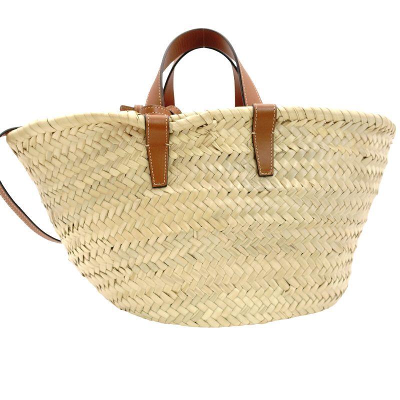 CELINE Classic Panier Triomphe Gogo Bag Handbag Raffia Brown 2-Way