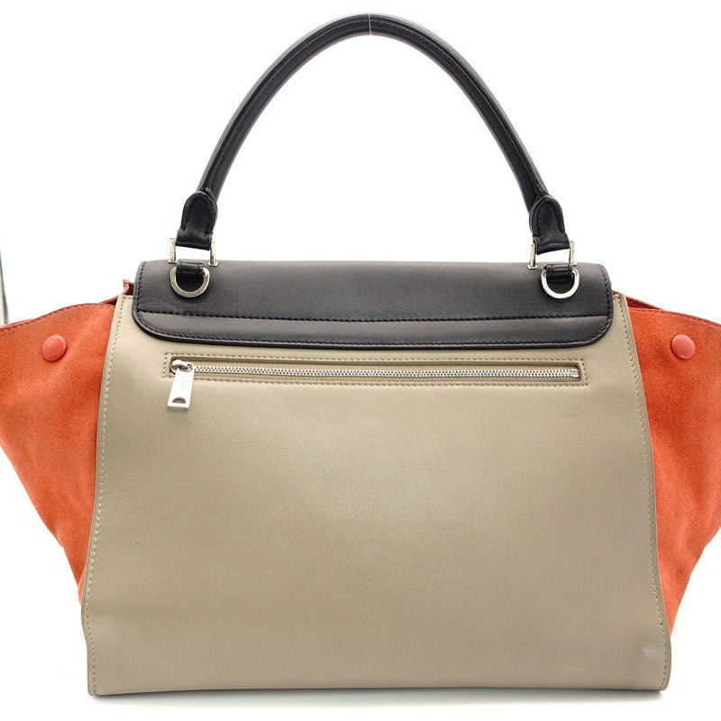 CELINE Trapeze 2-Way Leather Beige × Orange × Black