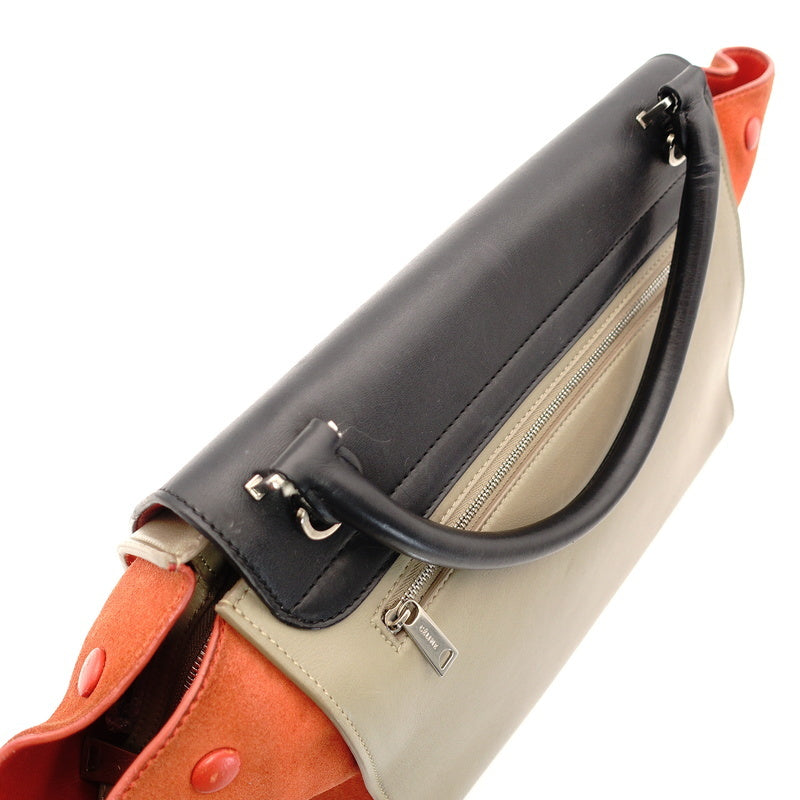 CELINE Trapeze 2-Way Leather Beige × Orange × Black