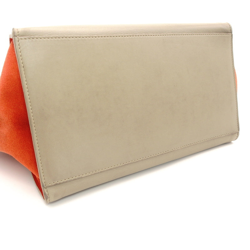 CELINE Trapeze 2-Way Leather Beige × Orange × Black