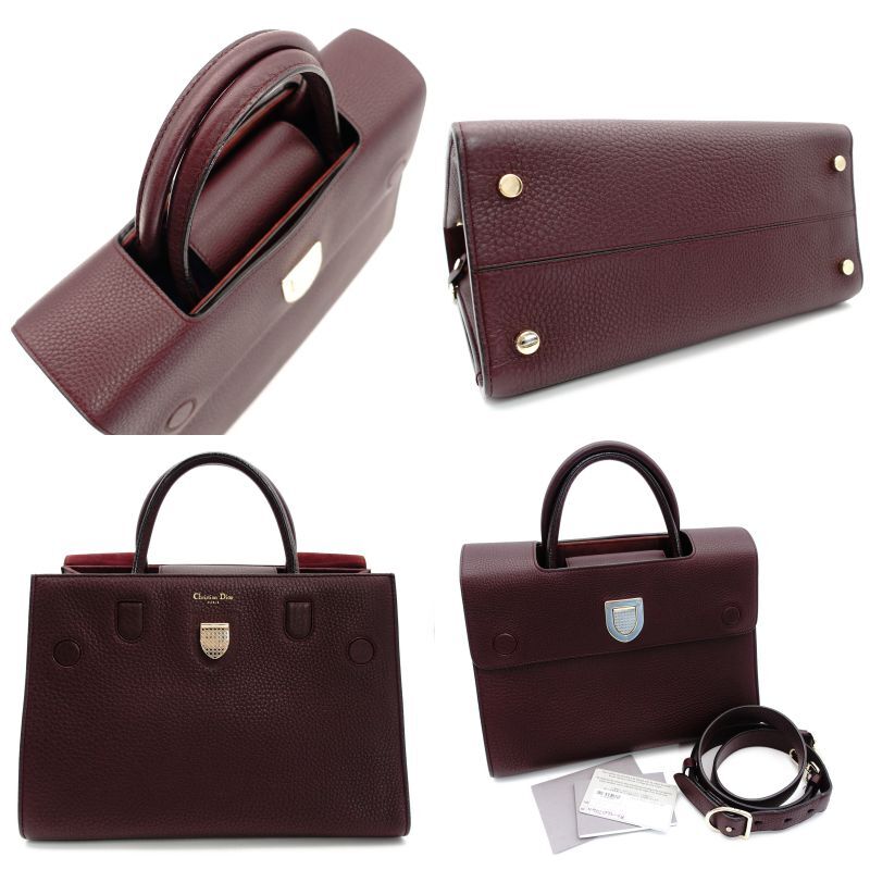 DIOR Eva Handbag Leather Purple 2-Way