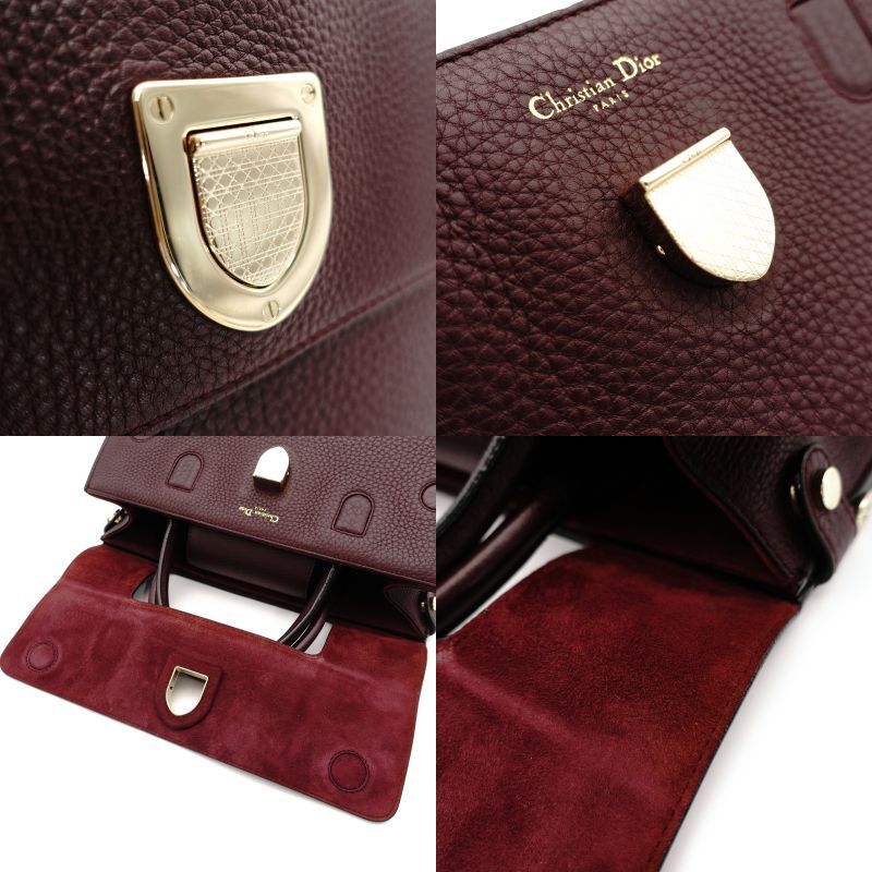 DIOR Eva Handbag Leather Purple 2-Way