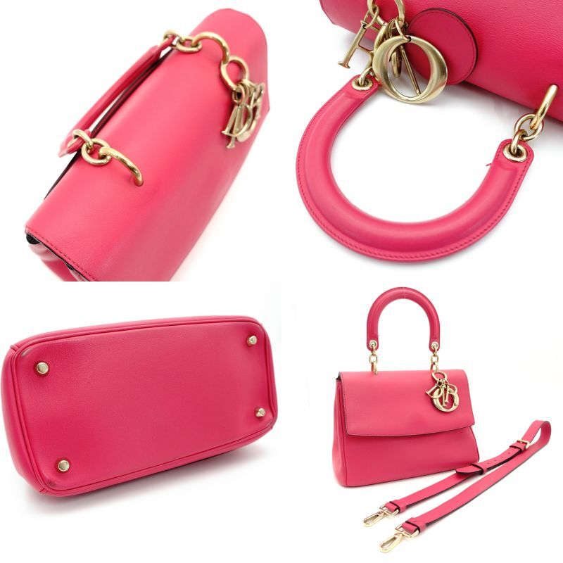 Christian Dior Diorissimo 2-way Style Bag Pink Gold Metal Fittings