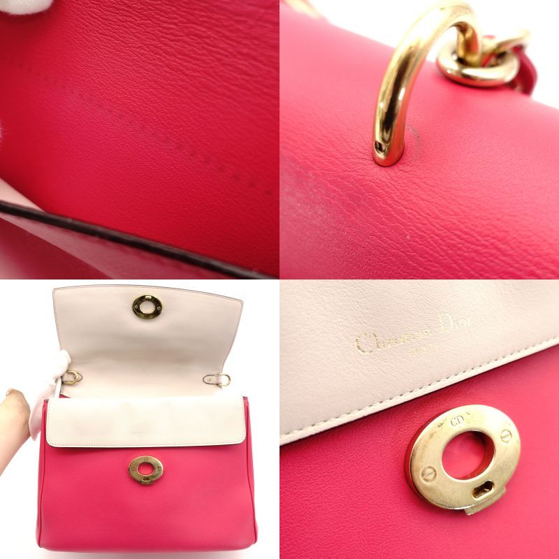 Christian Dior Diorissimo 2-way Style Bag Pink Gold Metal Fittings