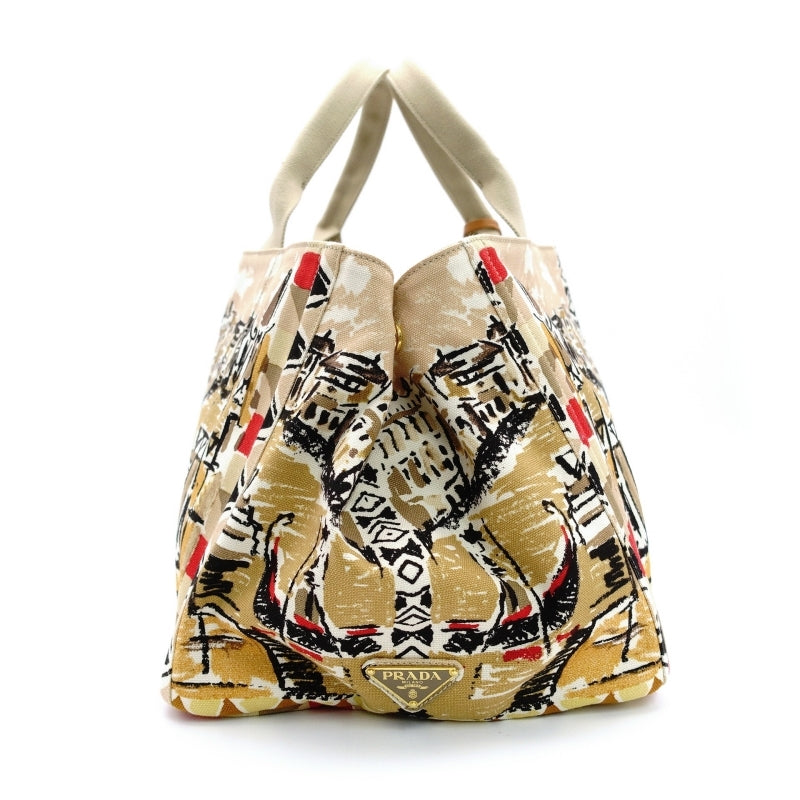 PRADA Canapa Tote Venice Handbag Beige