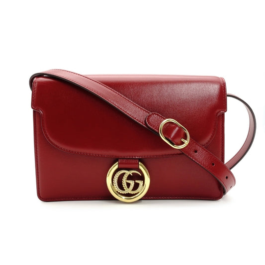 GUCCI Marmont Shoulder Bag Leather Red