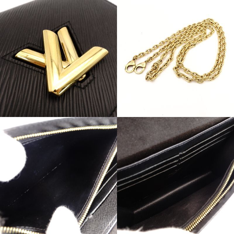 LOUIS VUITTON Epi Pochette Twist Chain Shoulder Bag Black M68750