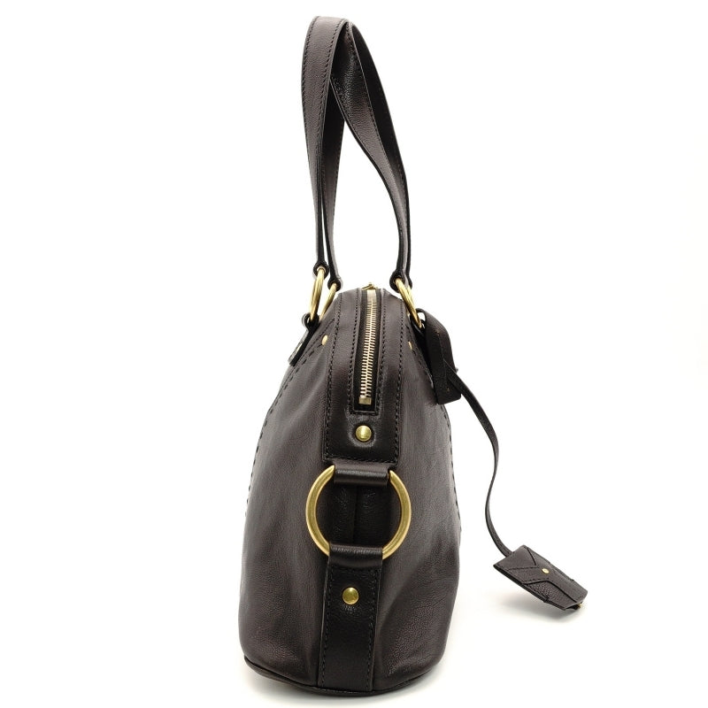 Yves Saint Laurent Muse Handbag Leather Black Vintage Gold Hardware
