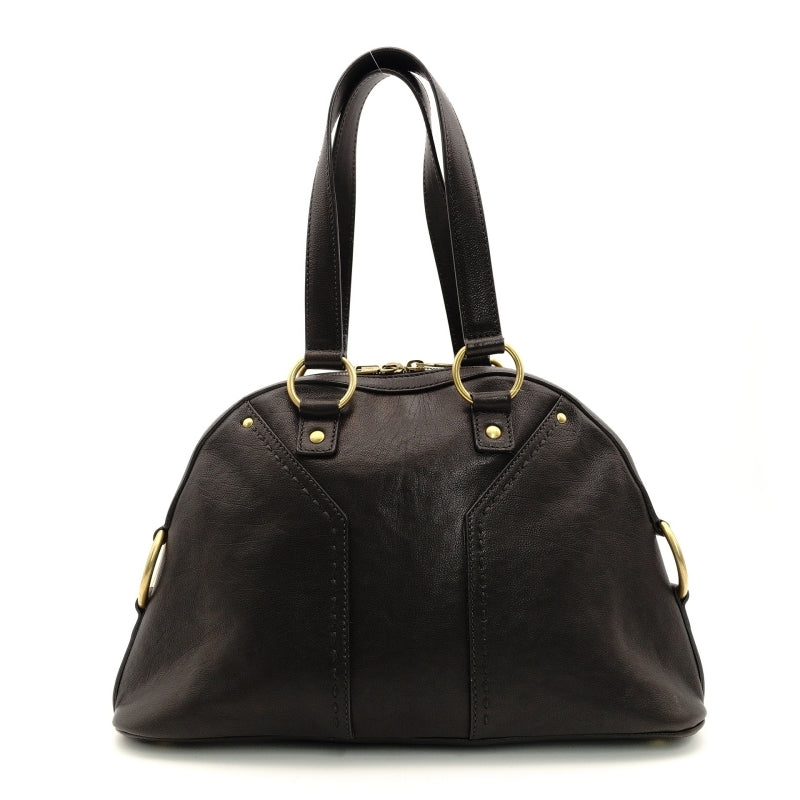 Yves Saint Laurent Muse Handbag Leather Black Vintage Gold Hardware