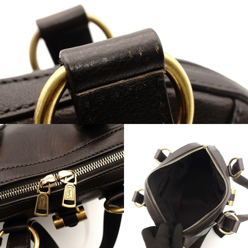 Yves Saint Laurent Muse Handbag Leather Black Vintage Gold Hardware