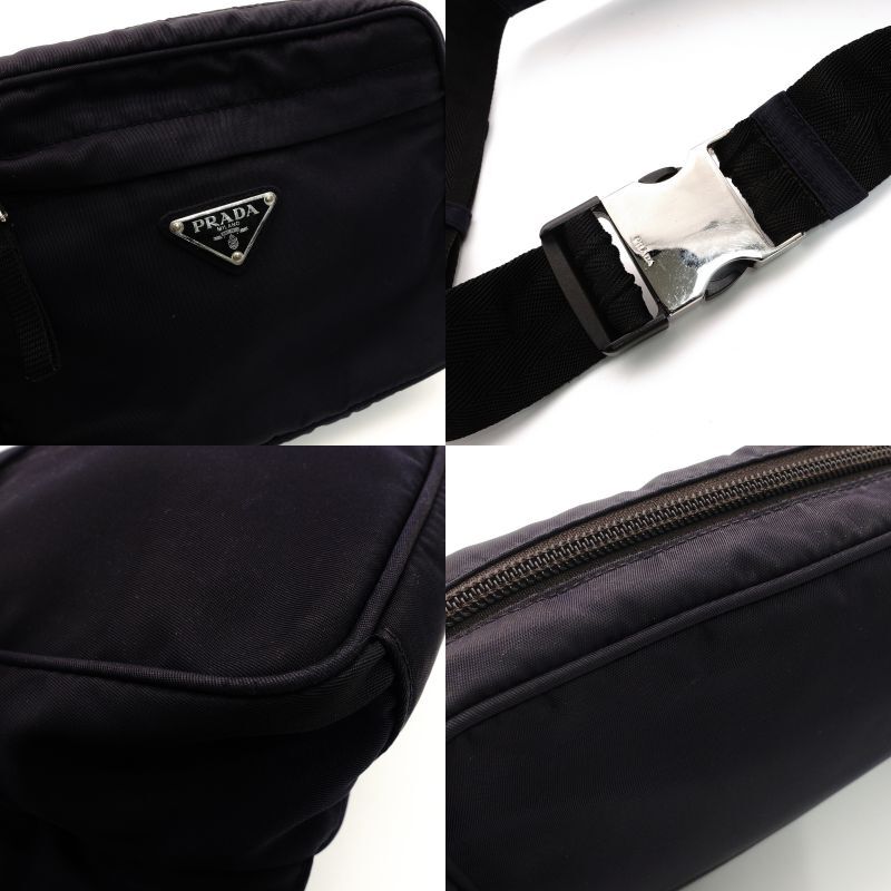 PRADA Waist Bag Navy Triangle Logo Nylon Body Bag Men's