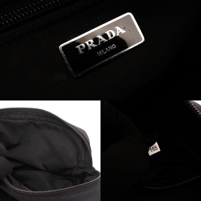 PRADA Waist Bag Navy Triangle Logo Nylon Body Bag Men's