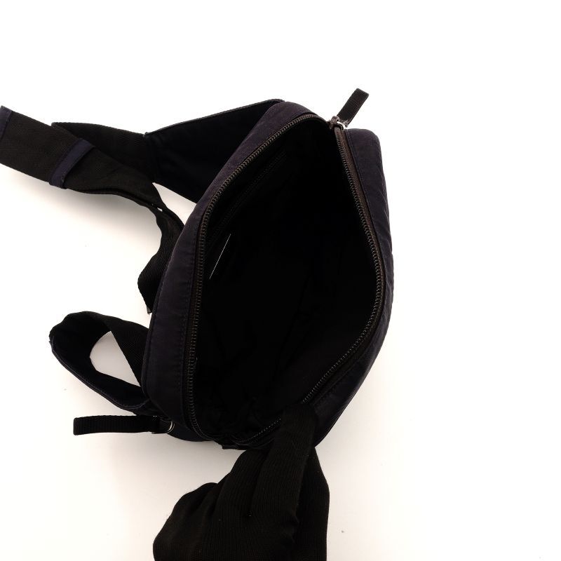 PRADA Waist Bag Navy Triangle Logo Nylon Body Bag Men's