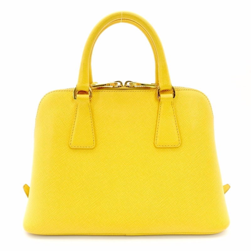 PRADA Handbag Saffiano 2-Way Leather Yellow Crossbody Bag Yellow