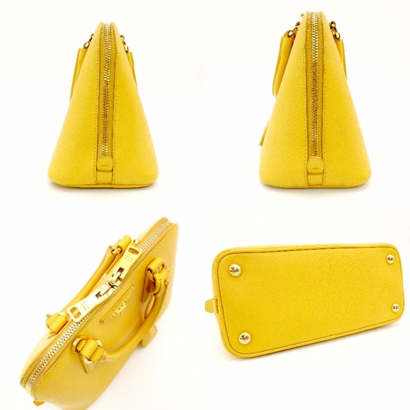 PRADA Handbag Saffiano 2-Way Leather Yellow Crossbody Bag Yellow