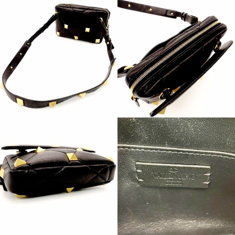 VALENTINO Roman Studs Shoulder Bag Black
