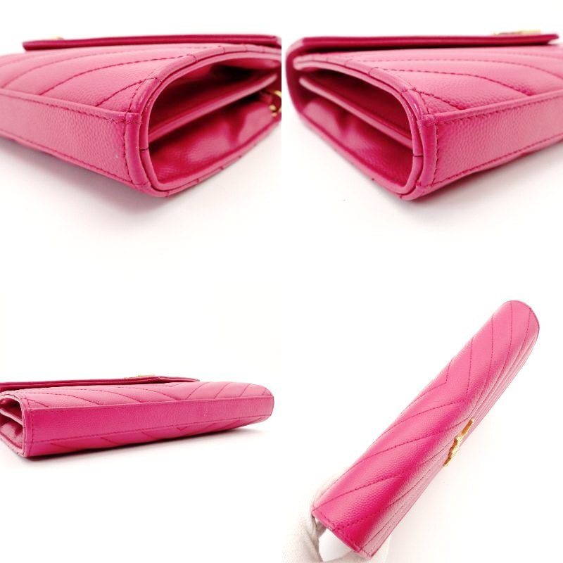 Saint Laurent YSL Chain Shoulder Bag Pink Leather Logo