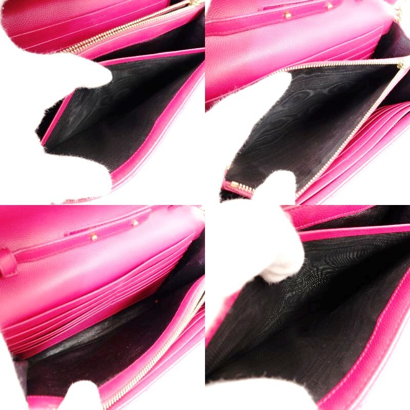 Saint Laurent YSL Chain Shoulder Bag Pink Leather Logo