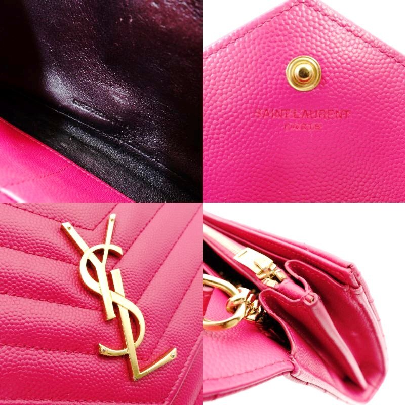 Saint Laurent YSL Chain Shoulder Bag Pink Leather Logo