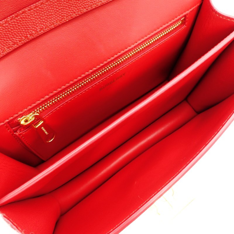 BURBERRY Shoulder Bag Red TB Logo Leather with Gold Hardware