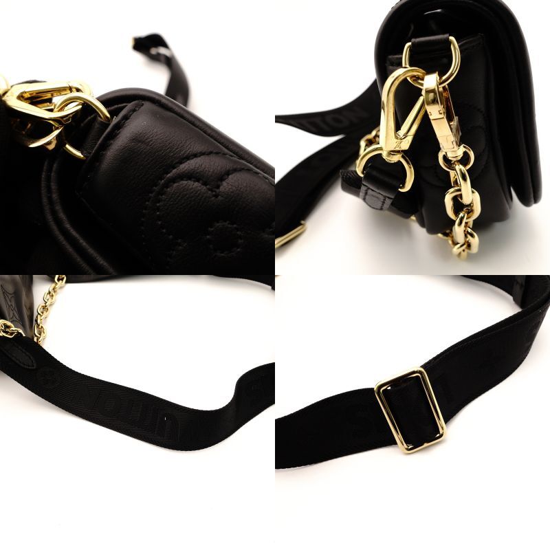 Louis Vuitton LOUIS VUITTON Anplant Pochette Coussin Shoulder Bag Black Leather Black Crossbody 7-8-088