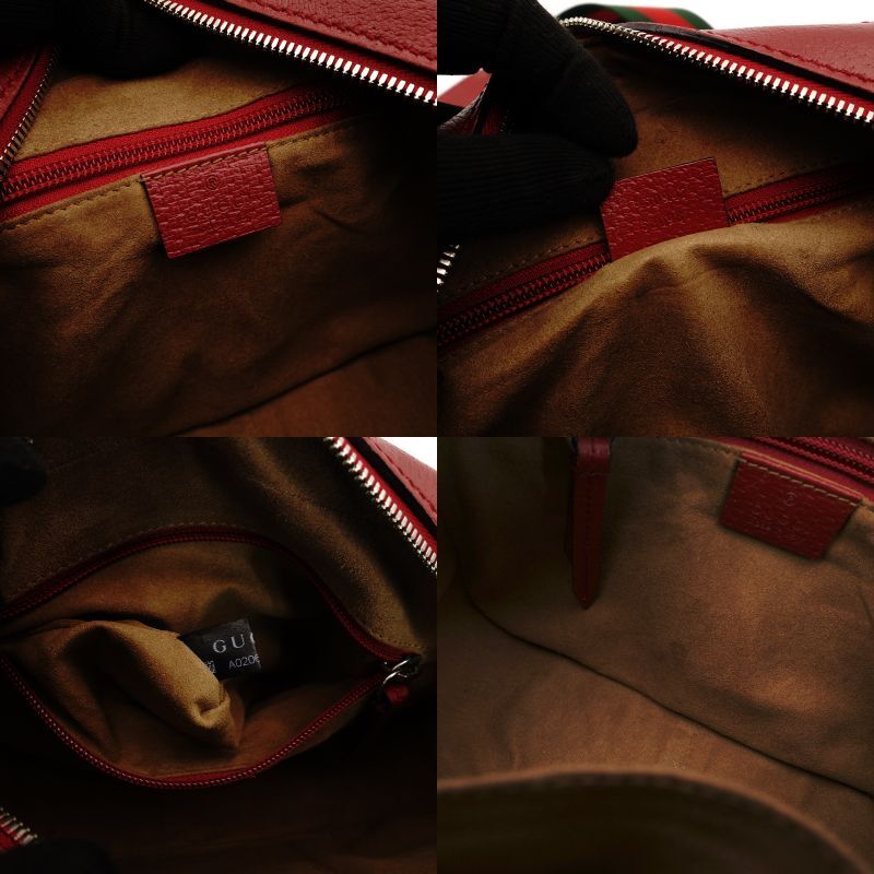 GUCCI Tian GG Supreme Shoulder Bag Camera Bag Crossbody PVC Beige Red 7-8-592