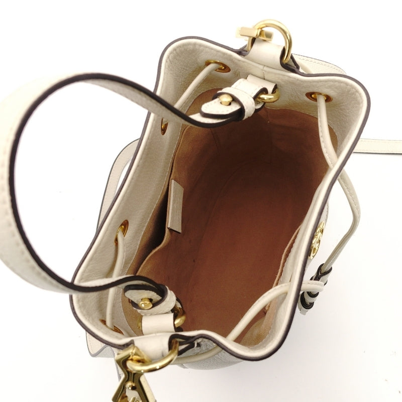 GUCCI Shoulder Bag White GG Logo Leather Crossbody White 2-Way 7-9-148