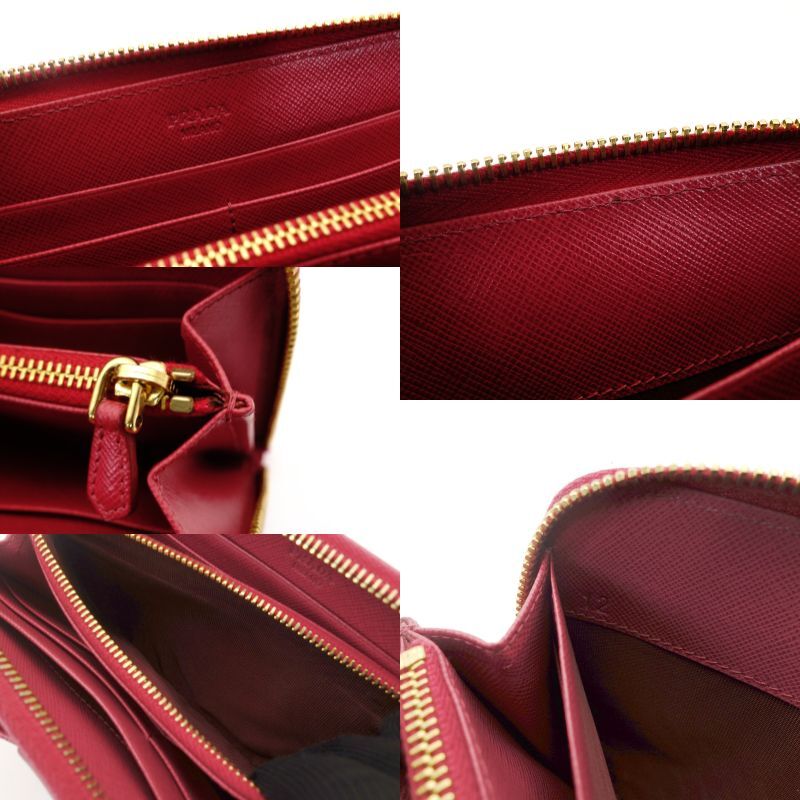 PRADA Long Wallet Saffiano 1MH132 Pink Leather Wallet with Ribbon 7-7-329