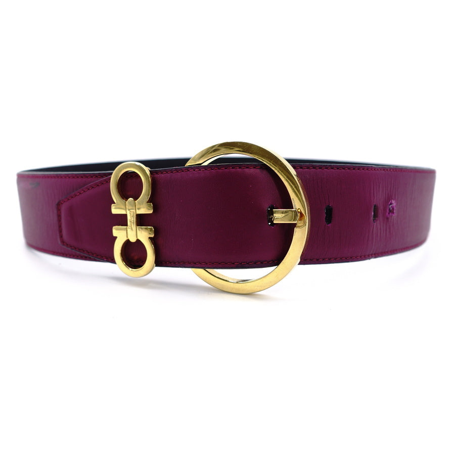 Salvatore Ferragamo Gancini Belt Purple Size 70CM