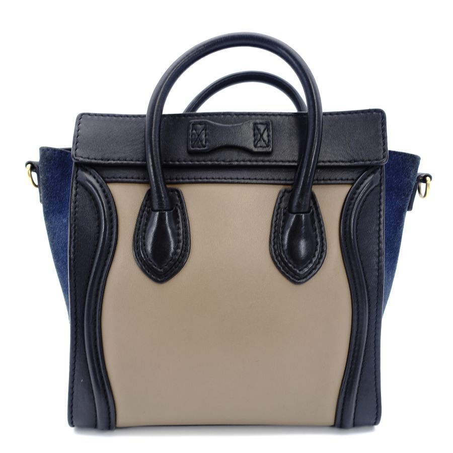CELINE Micro Shopper Luggage Navy Beige