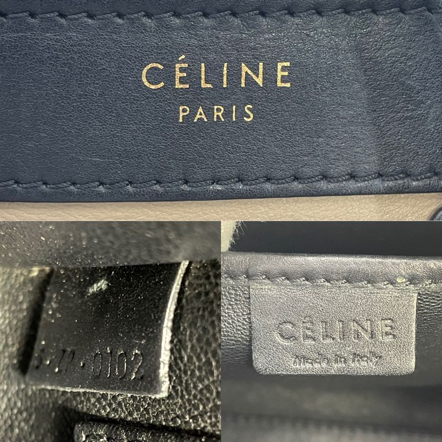 CELINE Micro Shopper Luggage Navy Beige