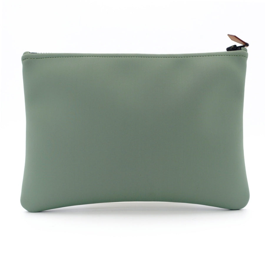 HERMES Trousse Flat MM Green Neovan Clutch bag