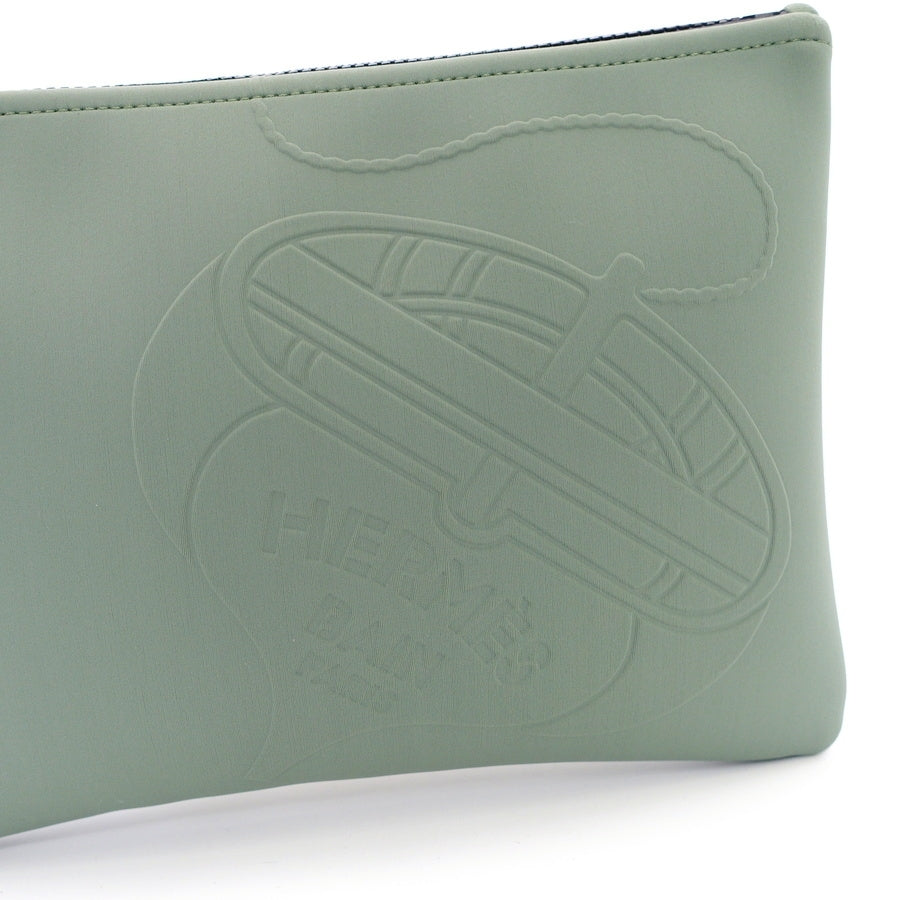 HERMES Trousse Flat MM Green Neovan Clutch bag