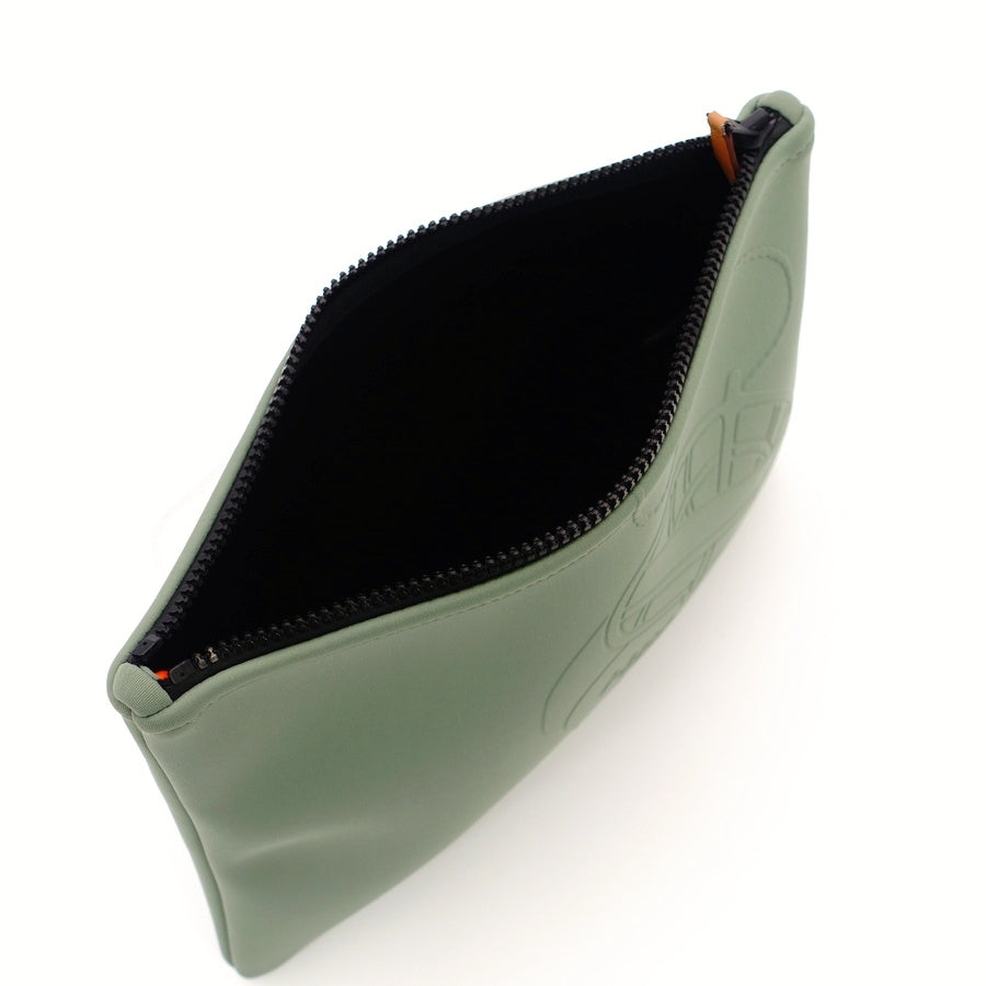 HERMES Trousse Flat MM Green Neovan Clutch bag