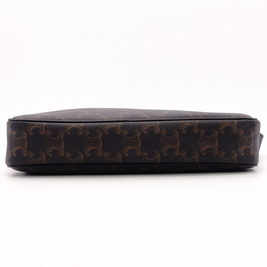 CELINE Triomphe Messenger Shoulder Brown Leather PVC