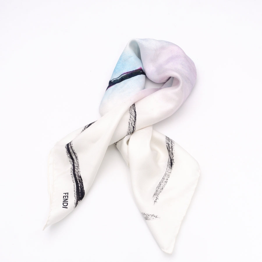 FENDI Scarf Logo Silk 100% White